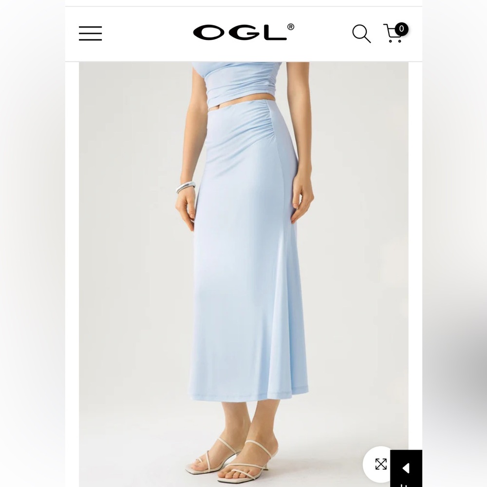 OGL Green Asymmetrical Midi Skirt